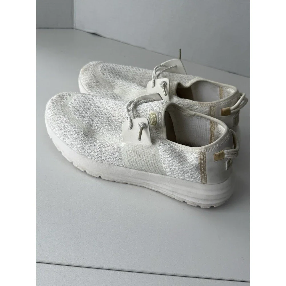 Hey Dude Women's Sirocco Crochet Mesh Loafers White Gold Women 8